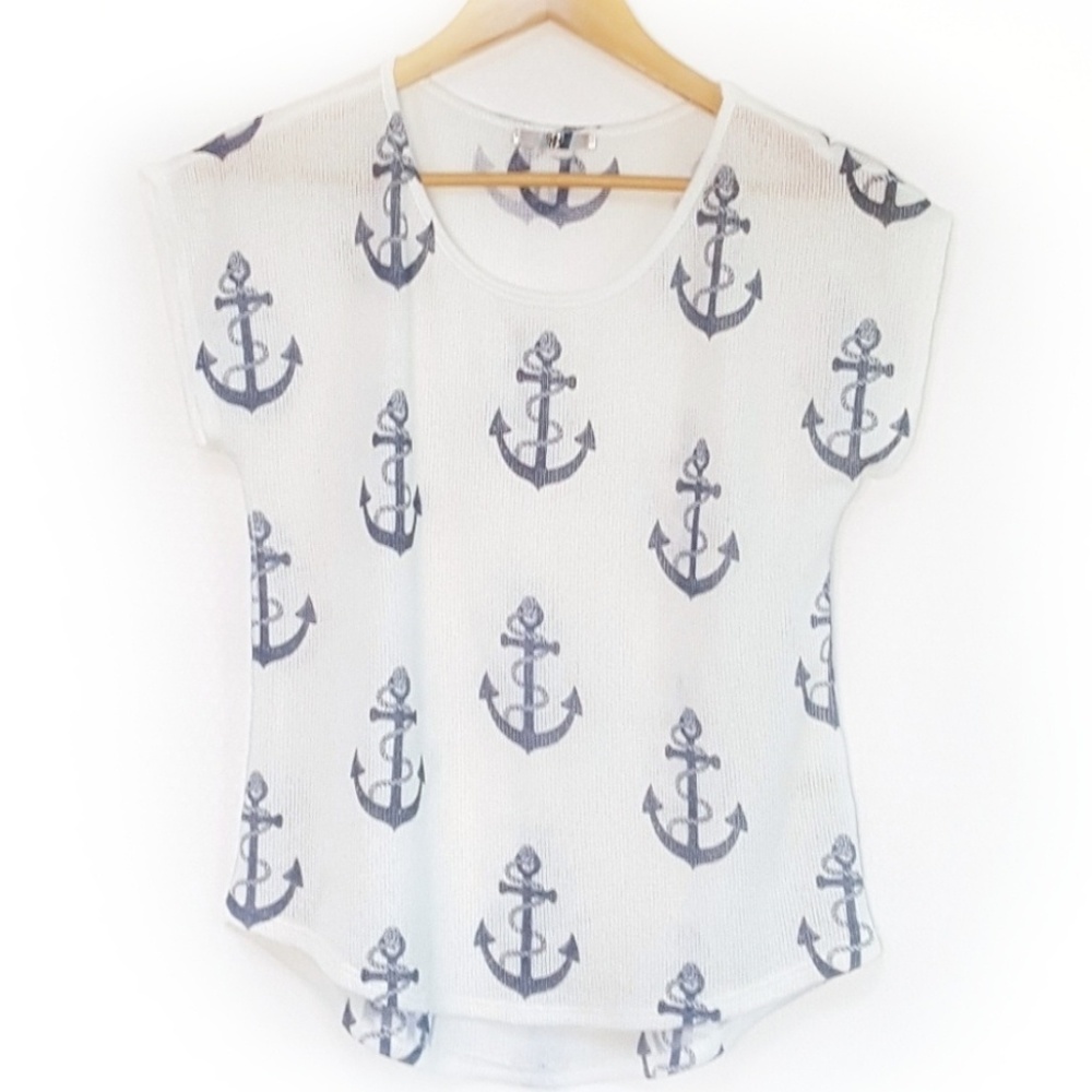 ⛵ Blu Planet Nautical Navy Sailor Sweater Shirt L